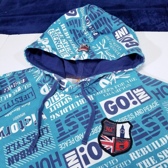 361˚ USA Blue Turquoise All-over Print Hoodie - Picture 3 of 12